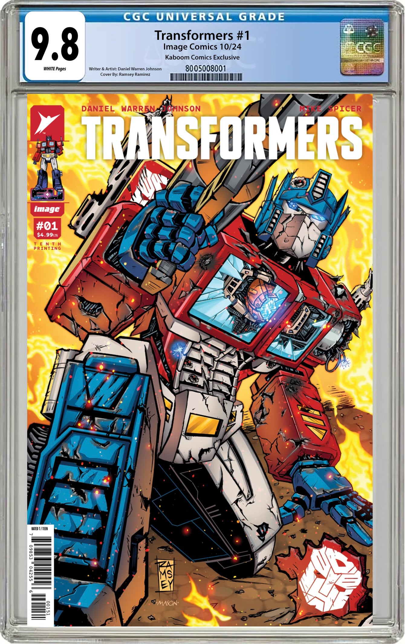 Transformers #1 Battle Damaged Optimus • GRADED 9.8 • Kaboom