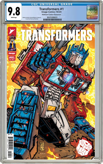 Transformers #1 Battle Damaged Optimus • GRADED 9.8 • Kaboom Exclusive • Cover by Ramsey • Pre-Order